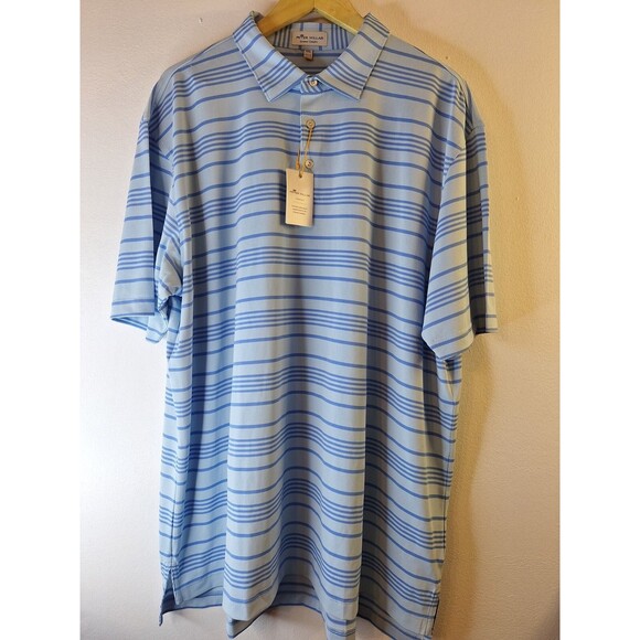 Peter Millar Blue Striped Polo Shirt - Picture 2 of 7